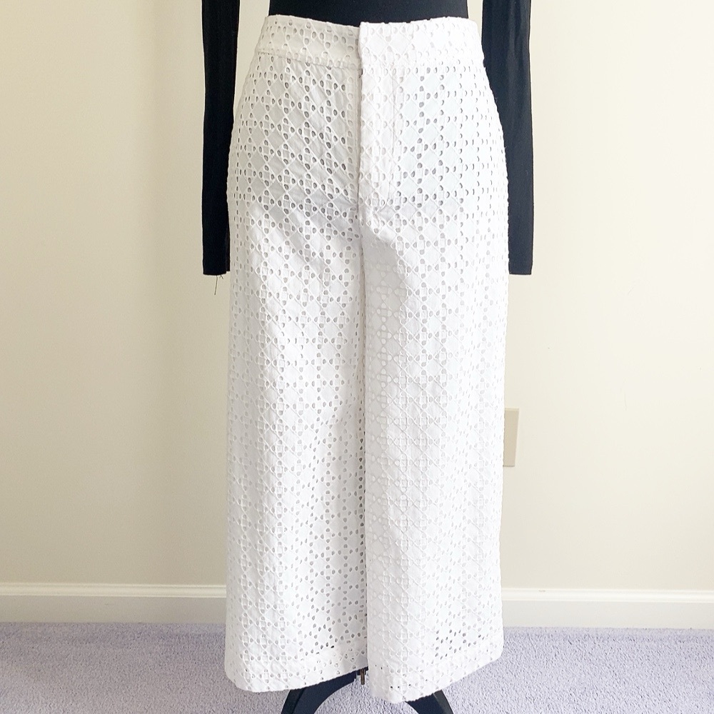 Marled White Eyelet Wide Leg Pants – Size 2 – Coquette Aesthetic – New with Tags - Picture 2 of 5